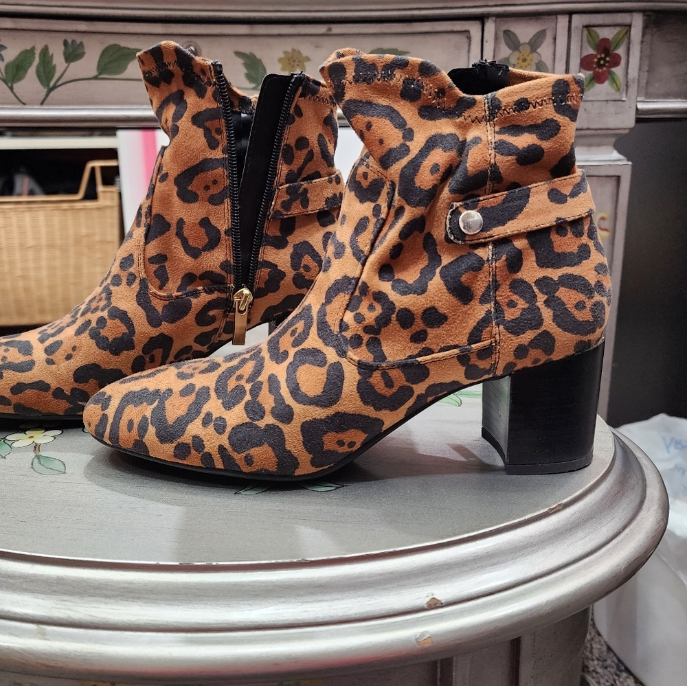 Leopard print booties